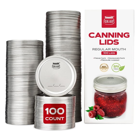 Tapas para conservas FORJARS, boca normal, 100 unidades, acero con silicona