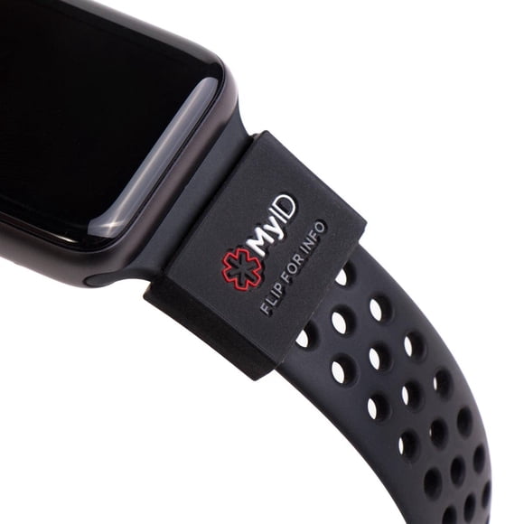Banda para Reloj myID Negra - Funda de Identificación Médica Impermeable