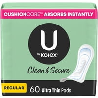 U By Kotex - Almohadillas Sanitarias U De Kotex Ultra Thin Clean & Secure 60 Unidades