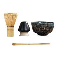 Magideal - Juego De Té Japonés 4X, Kits De Matcha, Regalos De Cerámica, Práctico Cuenco Matcha, Soporte Para Batidor Para Familiares Y Amigos, Preparación De Té Cuenco Azul