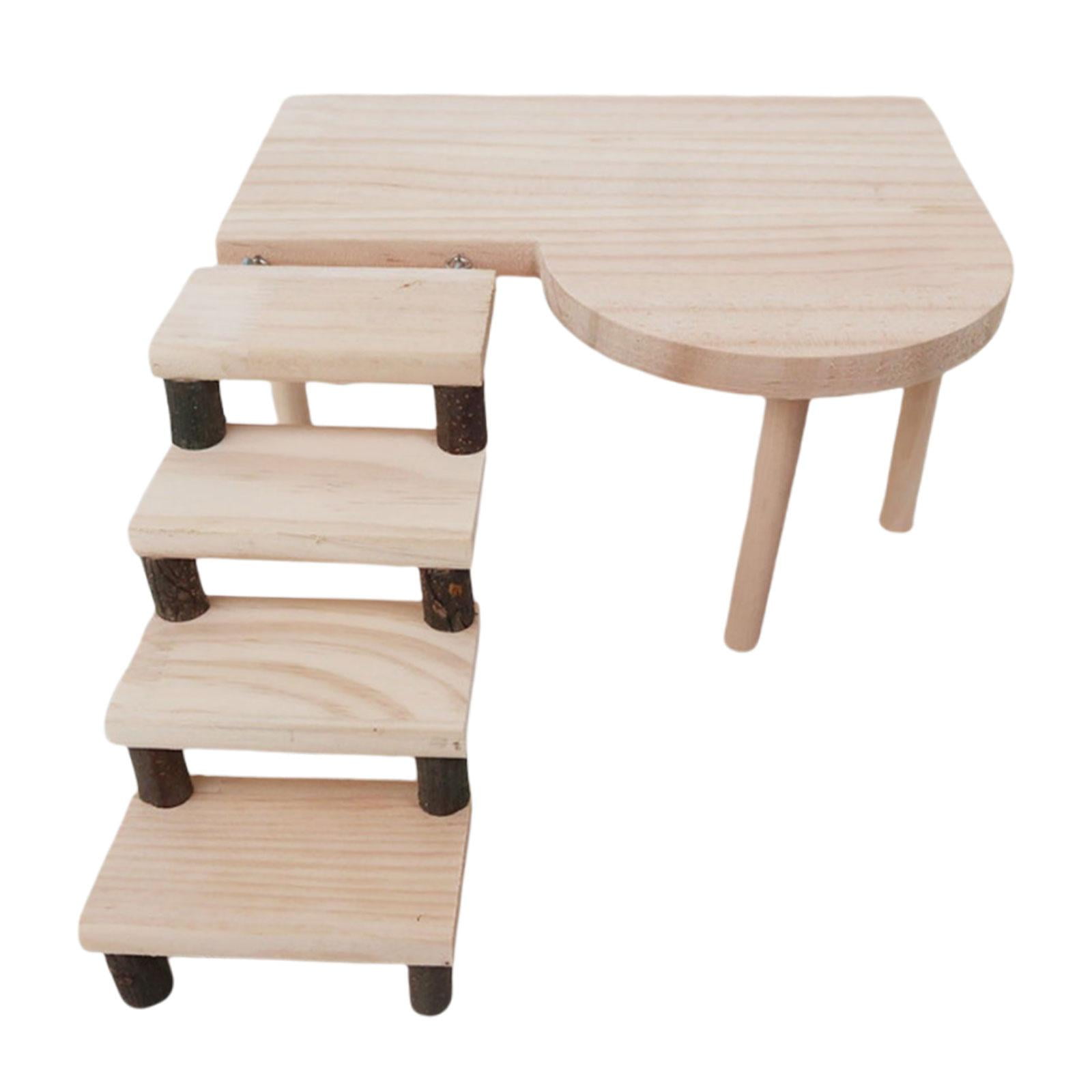 Plataforma De Madera Natural Para Hámster, Escalera De Escalada, Jaula, Accesorios, Juguetes, Escalada