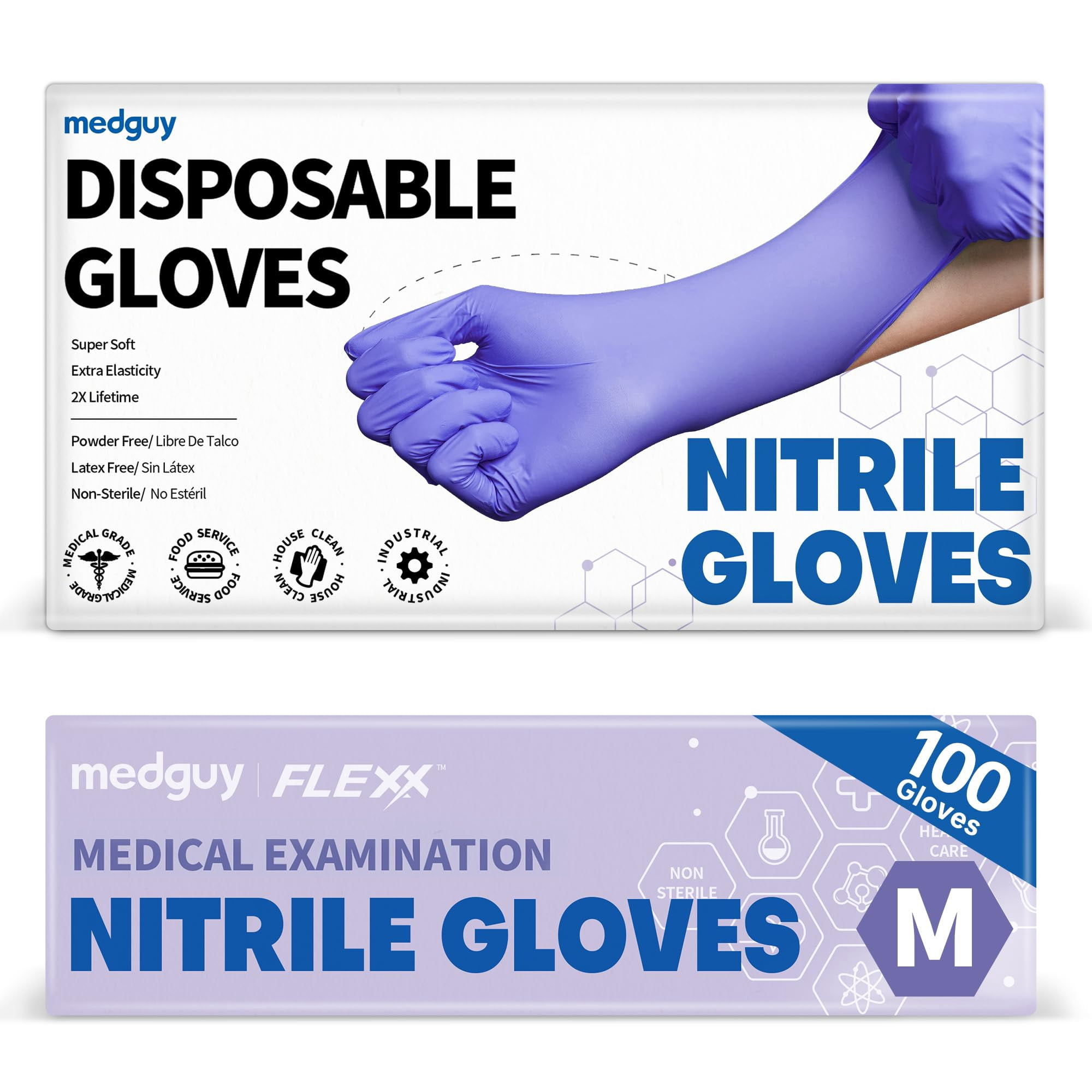 Guantes De Nitrilo Para Exámenes Medguy Medical, 4 Ml, Sin Polvo, 100 Unidades