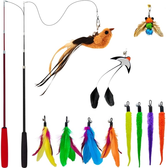 Juego de varitas interactivas para gatos miwoowim con 2 varitas retráctiles