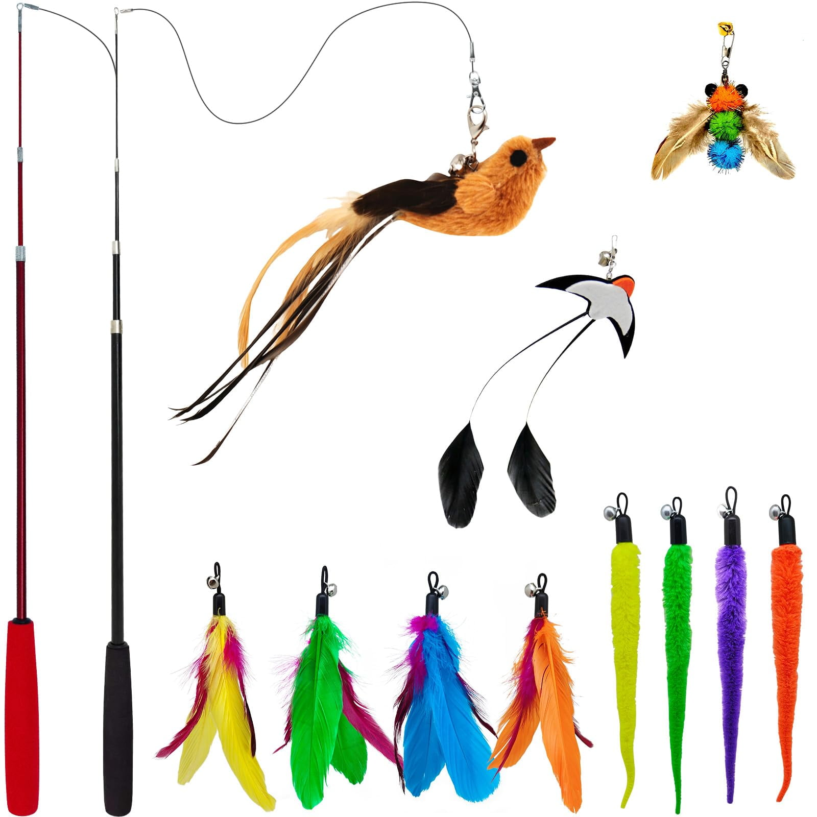 Juego De Varitas Interactivas Para Gatos Miwoowim Con 2 Varitas Retráctiles