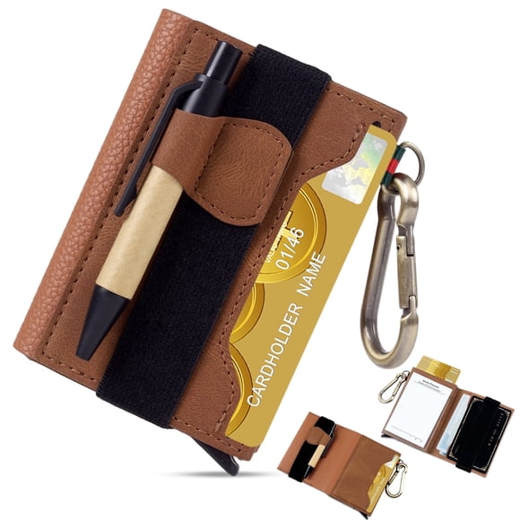 Mokcool Billetera Marrón Porta Tarjetas para Hombre