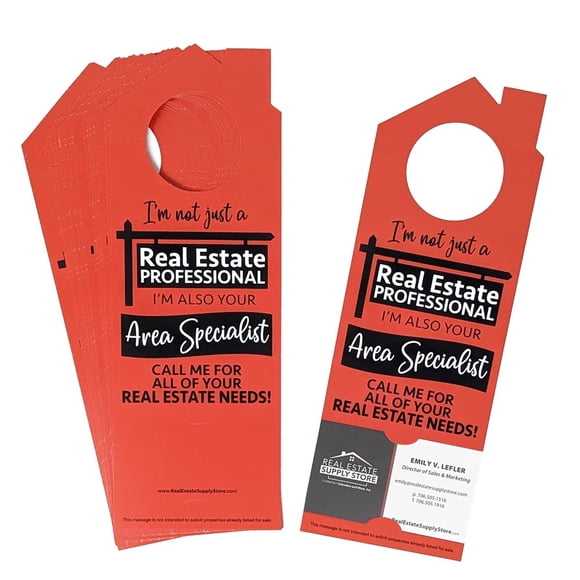 Colgador de puerta Mediz para inmobiliarias – Rojo – Pack de 25