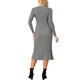thumbnail image 3 of INSPIRE CHIC Vestido de Mujer de Manga Larga Otoño 2026 Cuello Redondo Tejido de Punto Acanalado Plisado Vestidos Midi Línea A L Gris, 3 of 6