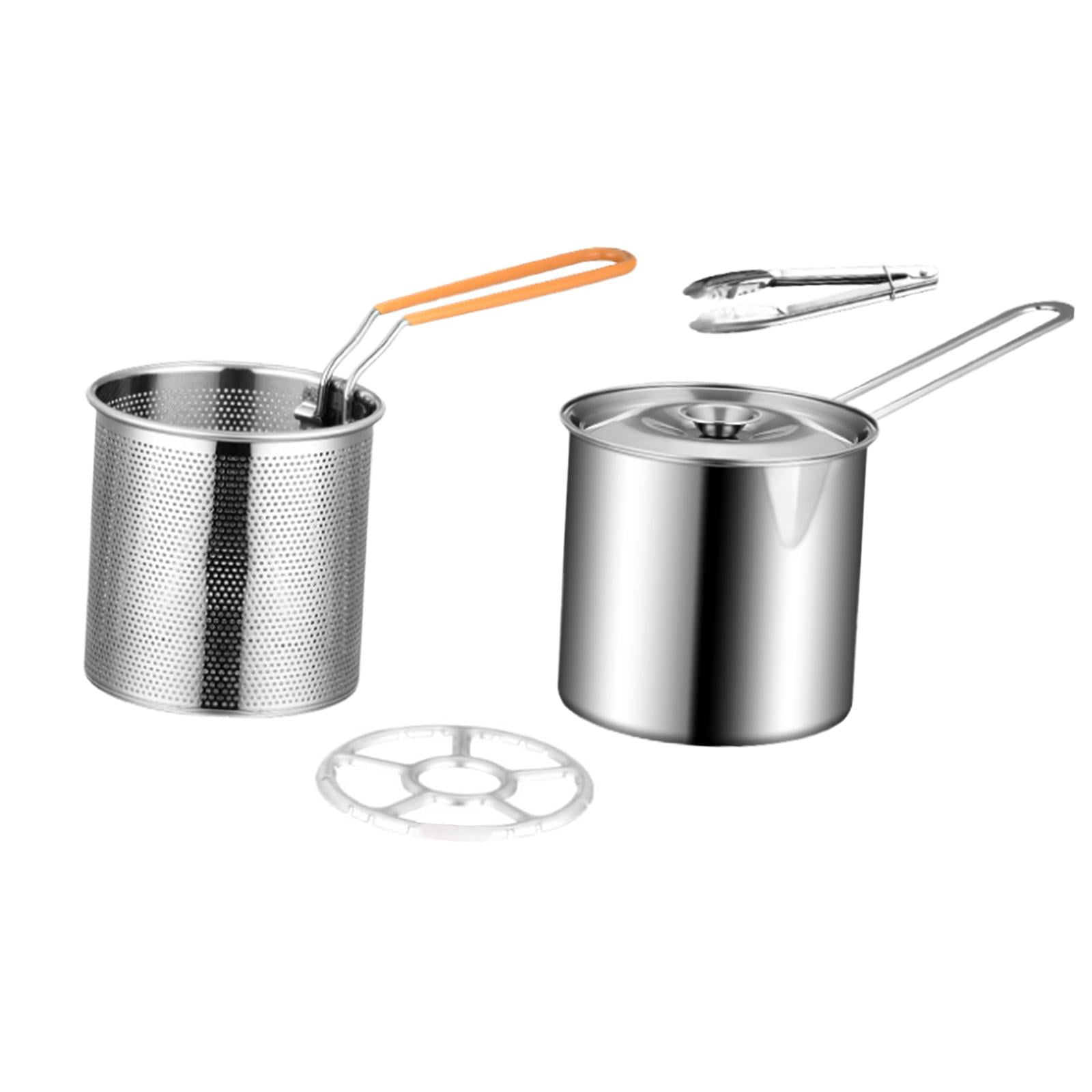 Bothyi - Olla Para Freír Con Tapas, Freidora, Olla Para Acampar, Casa, Restaurante Con Estante Para Ollas