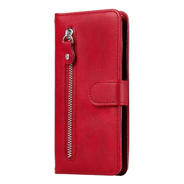 Funda con Cremallera para REALME C15/C12, Carcasa Cartera de Cuero PU con Soporte y Tarjetero