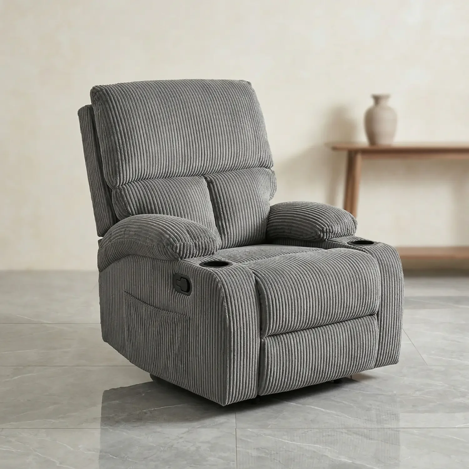 Genérico - Sofá Individual Bergère Reclinable Tapizado En Pana Gris