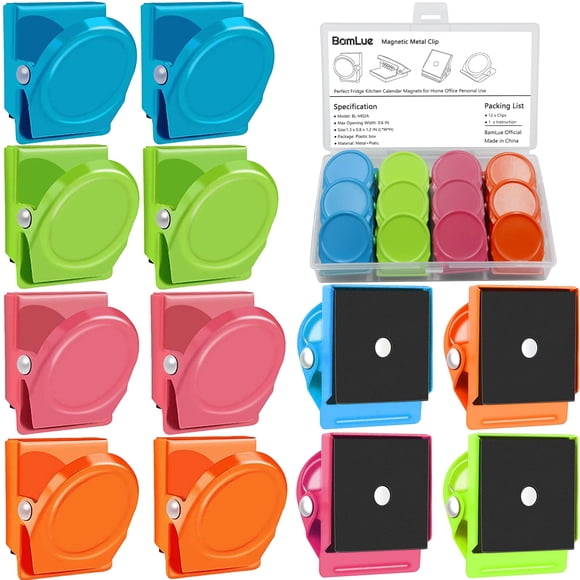 Clip de papel BamLue - Pack de 12 clips magnéticos para nevera