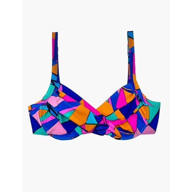 Bikini estilo sostén torcido copa C estampado azul Talla 48