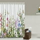 thumbnail image 2 of 1pc Floral Pattern Waterproof Shower Curtain With 12 Hooks, Non-Slip Bathroom Rug, Toilet U-Shape Mat, Toilet Lid Cover Pad, Bathroom Decor, 2 of 5