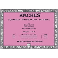 Block Papel Acuarela Arches 300Gr Grano Satinado 18X26Cm
