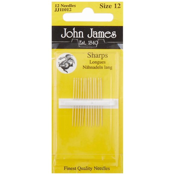 Agujas de coser tipo Sharp John James talla 12 - juego de 12 piezas