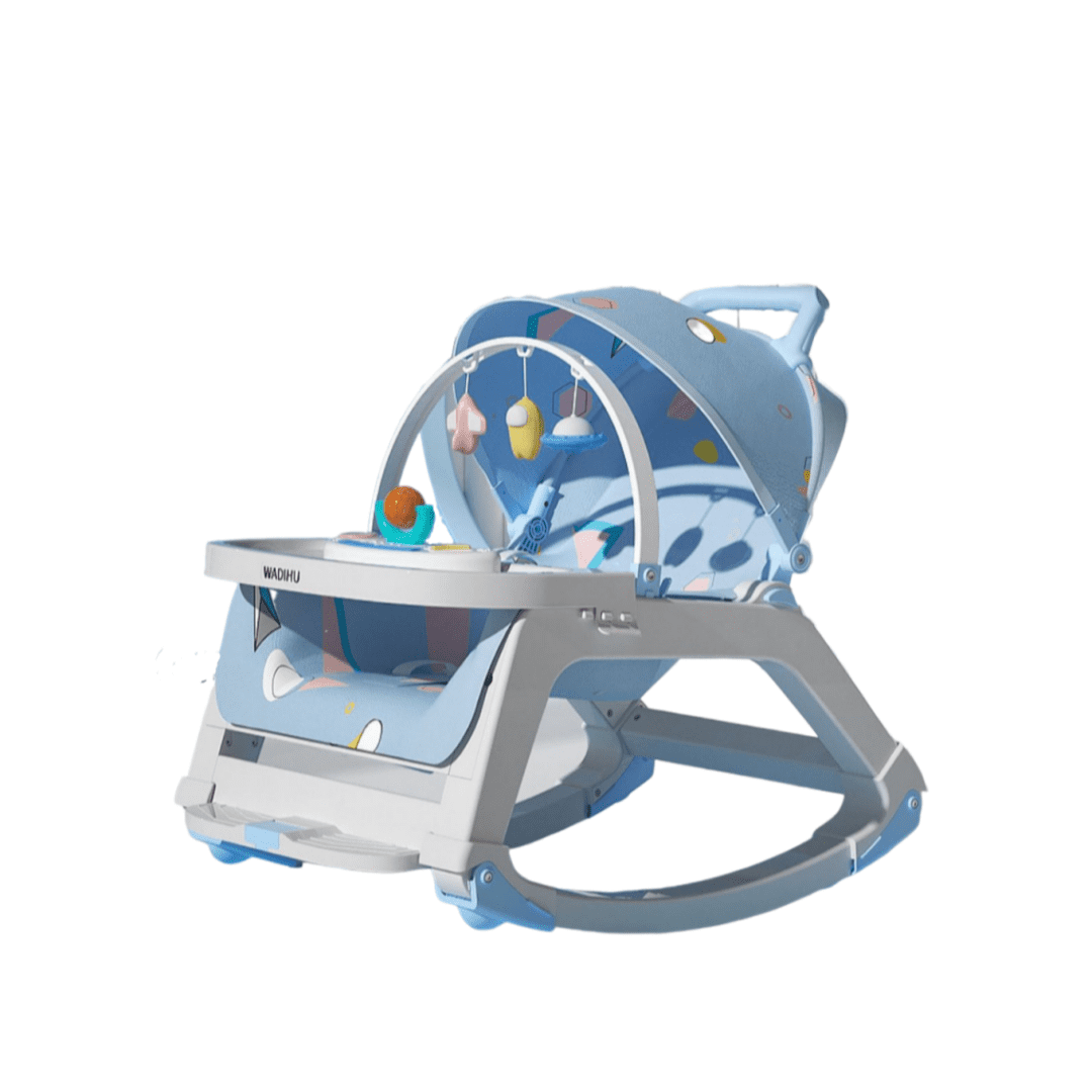 Golden Baby's - Silla De Comer Mecedora 5en1 Multifuncion Con Música Azul