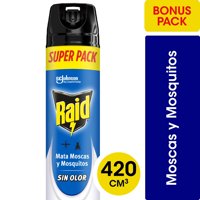 Insecticida Aerosol Mata Moscas, Mosquitos Y Zancudos Sin Olor Aerosol 420 Cc Raid