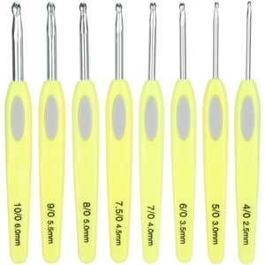 9 Juego De 8 Ganchos De Crochet Ergonómicos Con Mango De Goma, Herramientas De Costura Para Tejer Suéteres, Punta Blanca