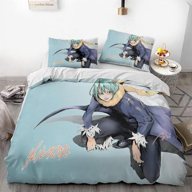 Reincarnated- Slime -Anime- Duvet Cover Set - 3D Digital -Print -Ultra-Soft Microfiber 3 Piece- Bedding Set with Zipper -Closure- Includes- 1 Comforter Cover and 2 Pillowcases (Twin (68x86""