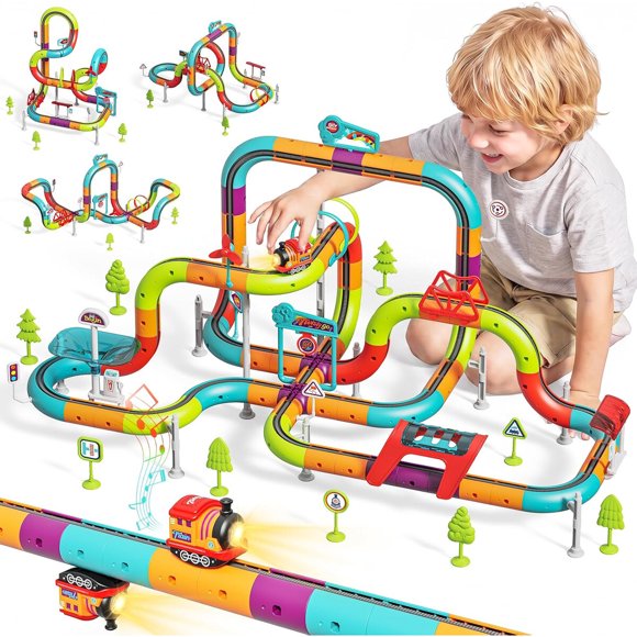 121PCS Electric Train Set 3D Infinity Cube Race Track Toy