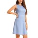 thumbnail image 4 of INSPIRE CHIC Vestido sin mangas de cuadros de pata de gallo para mujer, regreso a clases, por encima de la rodilla, ajustado y acampanado, XS Azul cielo, 4 of 6