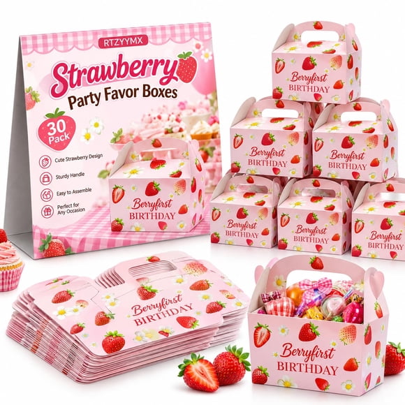 Cajas de regalo RTZYYMX 30 uds 16 × 9,4 × 9,4 cm Fresa rosa