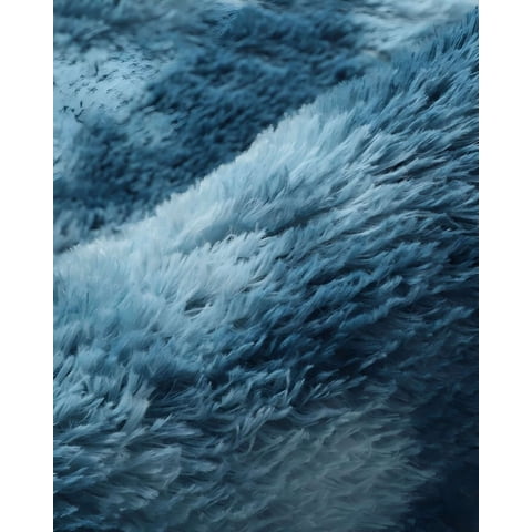Teng Fei - Alfombra Peluda Suave 240 X 200 Cm Primera Calidad Azul Jaspeado