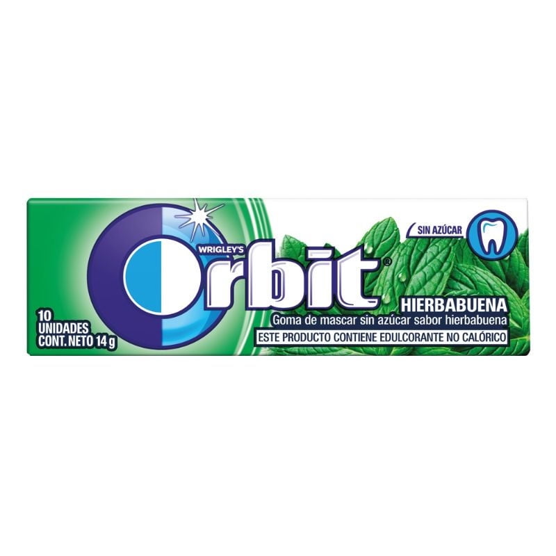 Chicle Sin Azúcar Sabor Hierbabuena 10 Un Orbit