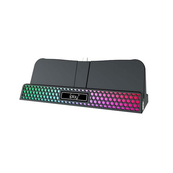 Base de carga compatible con PlayStation Portal con cable de carga Type-C, soporte con luces RGB para consola de juegos PS5 Portal Accesorios-Negro
