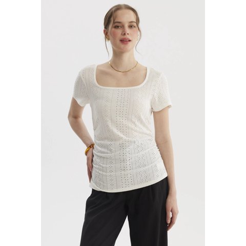 Fashionspark - Polera Mujer Escote Cuadrado Crudo- Ll