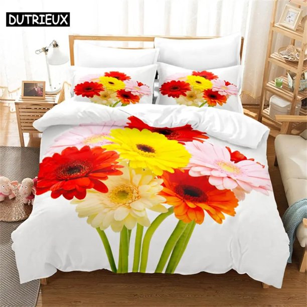 Colorful Daisy Bedding Set Duvet Cover Kids Bedroom Bed Set Comforter Cover Set Duvet Cover