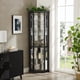 thumbnail image 3 of Lighted Corner Curio Cabinet - Elegant Glass Display Case for Living Room & Bar Storage - Perfect for Antique Collections & Wine - Includes Built-in Lighting - BLACK, 3 of 3