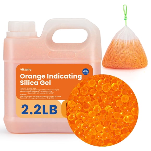 Gel de sílice Desecant Beads Viktairy Premium, color naranja, 1 kg