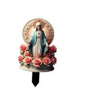 Magideal - Estatua De La Santísima María, Figura Acrílica, Decoración En Maceta, Estaca De Jardín, Adorno Paisajístico Para Casa De Muñecas, Micropaisaje, Balcón