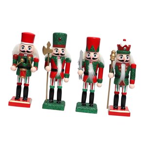 Magideal - Juego De Adornos De Figuras De Cascanueces Navideños, Base Decorativa, Estable, Mano De Obra Fina, Decoración De Muñecas De Madera Duradera Para Fiest 18Cm 4 Piezas