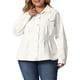 thumbnail image 1 of Agnes Orinda Chaqueta de Mezclilla Talla Grande para Mujeres Manga Larga con Botones Lavada Chaqueta de Jean de Camionero 1X Blanca, 1 of 6