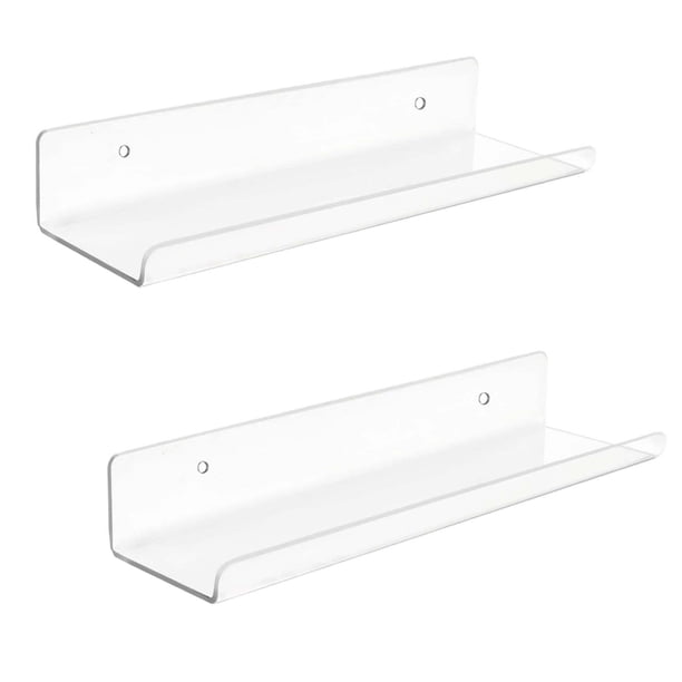 Estantes De Pared Flotantes De Acrílico De 2 Piezas Estantes De Repisa De Pared Modernos Para Dormitorio Transparente