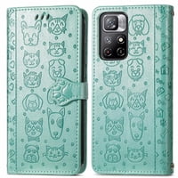 Funda Cartera Foxdock Para Xiaomi Redmi Note 11 , Flip Pu Con Relieve De Gatos Y Perros, Tarjetero Y Soporte