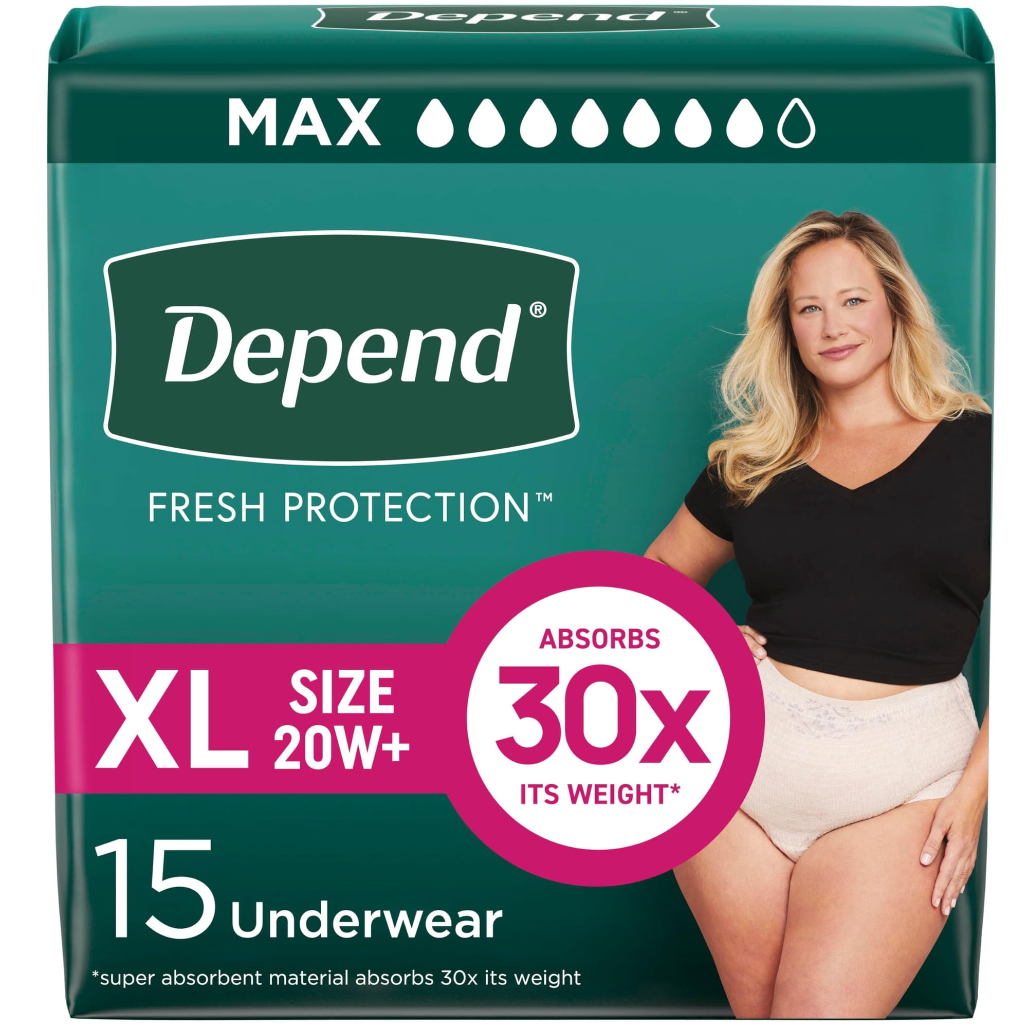 Ropa Interior Para Incontinencia Depend Fresh Protection Para Mujer, Xl 15u