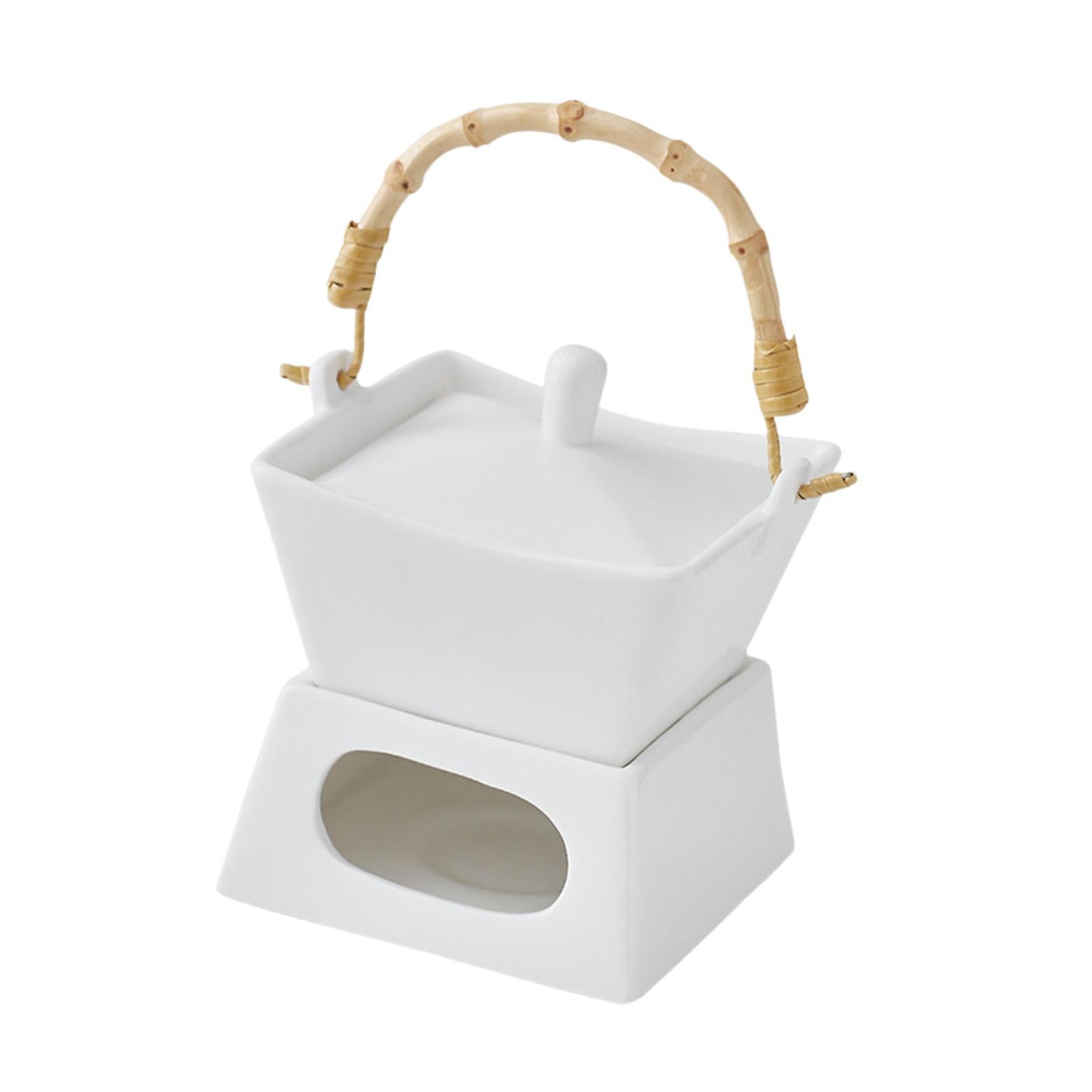 Magideal - Juego De Cuencos Para Olla Caliente Derretida, Olla De Para Derretir Chocolate, Olla Para Fondue De Chocolate, Juego De Calentador De Manteq Borde Blanco