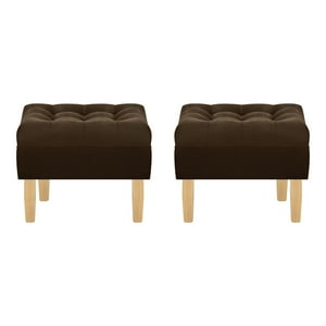 Bodevir - Set Pouf Wood 1C Felpa 05 Chocolate