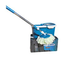 Azul - Mopa Giratoria 360° Con Canasto De Acero Inoxidable