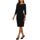 thumbnail image 2 of INSPIRE CHIC Vestido de Trabajo de Mujer con Mangas 3/4 Cuello Barco Elegante Vestidos de Tubo Lápiz M Negro, 2 of 6