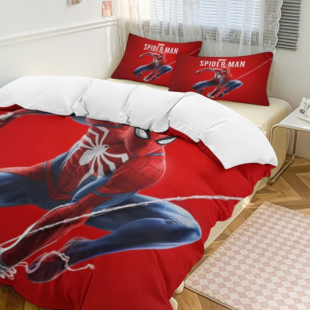 Spider-Man Bedding Comforter Sets 3-Piece Bedding Set Soft Warm Bed Set for Bedroom All Season