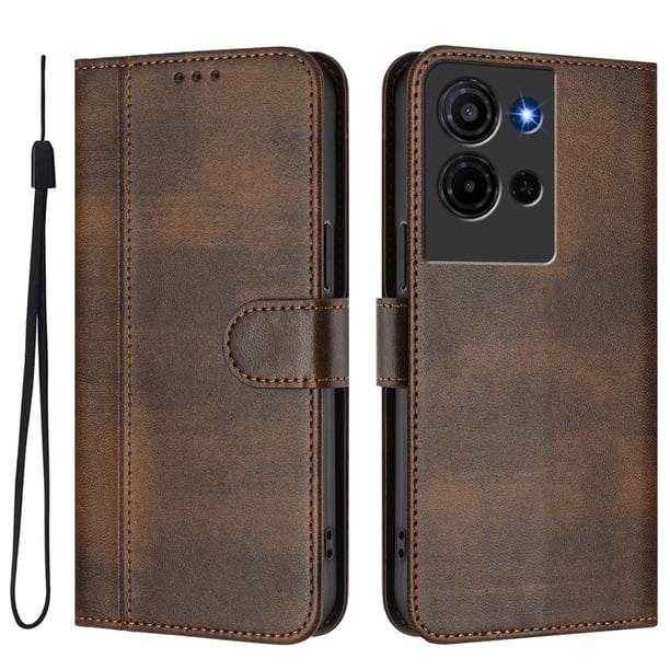 Funda Cartera para TCL K33 Protección 360° con Ranuras para Tarjetas y Soporte Marrón