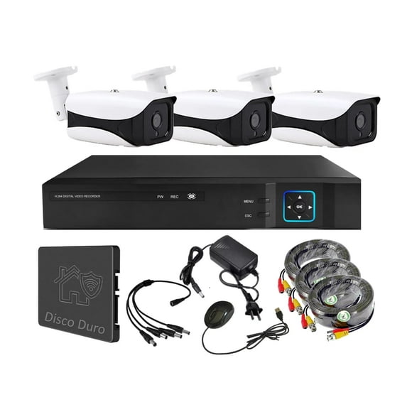 Kit 3 Cámaras Seguridad Exterior con Disco Duro E33HDD