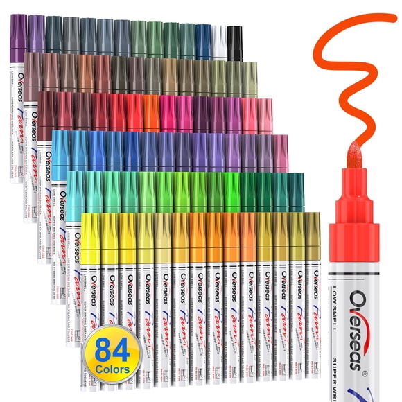 Marcadores de pintura Overseas 84 colores a base de aceite con punta media