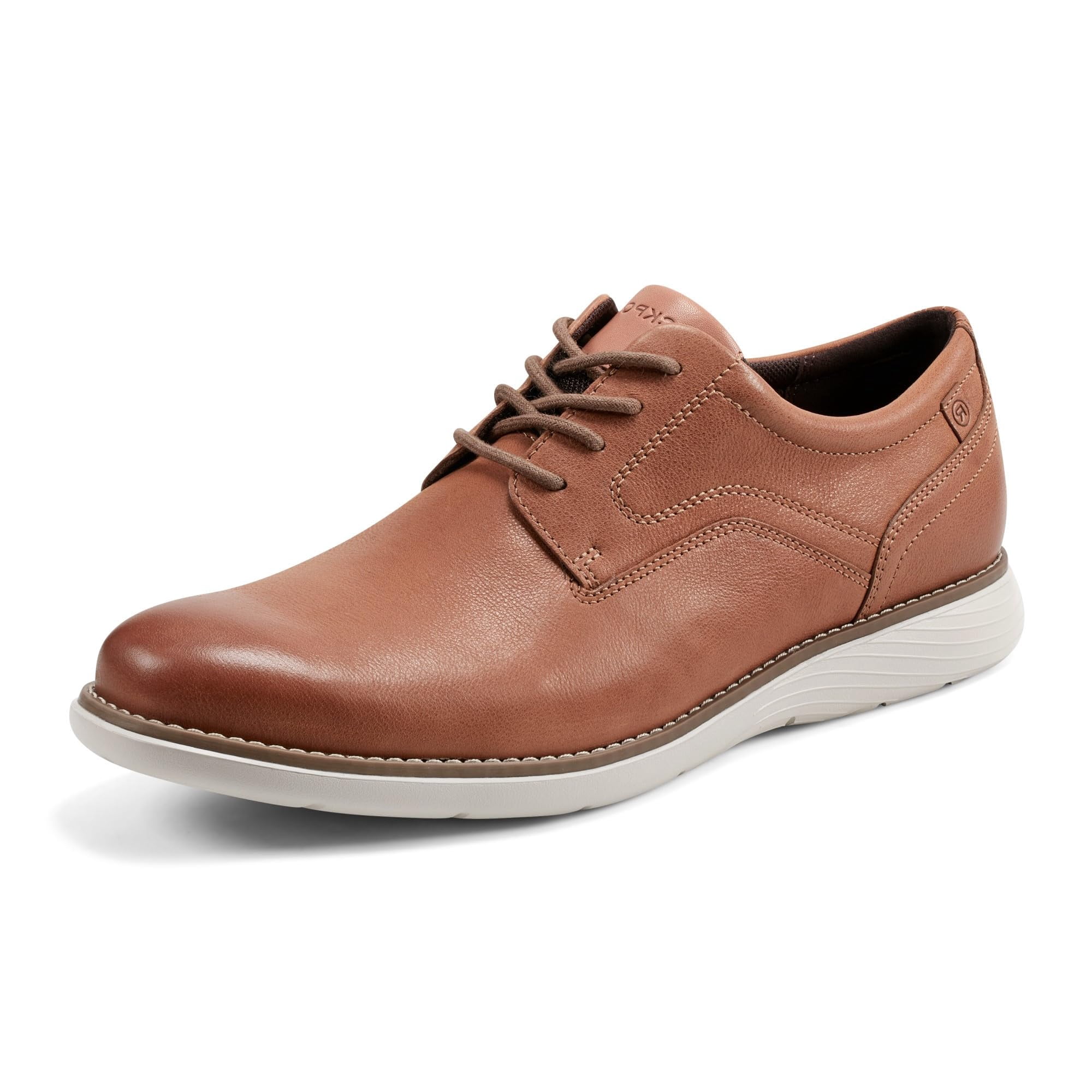 Zapatos Rockport Garett Oxford De Punta Lisa Para Hombre, Piel Color Caramelo