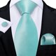 thumbnail image 2 of Corbata Celeste seda hombre con paño y colleras Celeste Italiano, 2 of 4