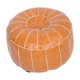 thumbnail image 1 of Funda De Puf De Cuero Bohemio Decoración De Dormitorio Bordado Artesanal 21 Pulgadas Redondo Amarillo, 1 of 5